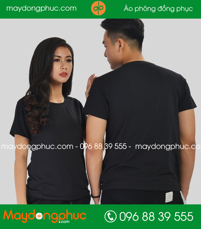 Áo phông cổ tròn đồng phục màu Đen